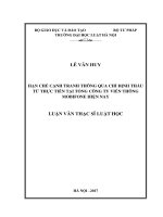 Hạn chế cạnh tranh thông qua chỉ định thầu từ thực tiễn tại tổng công ty viễn thông mobifone hiện nay (luận văn thạc sĩ luật học) 