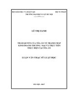 Thẩm quyền của tòa án về tranh chấp kinh doanh thương mại và thực tiễn thực hiện tại tòa án (luận văn thạc sĩ luật học) 