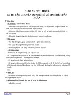 Giáo án Sinh học 8 bài 18: Vận chuyển máu qua hệ mạch. Vệ sinh hệ tuần hoàn