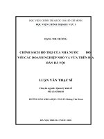 Chính sách hỗ trợ của nhà nước đối với các doanh nghiệp nhỏ và vừa trên địa bàn hà nội