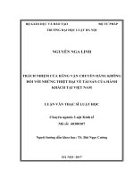 Trách nhiệm của hãng vận chuyển hàng không đối với những thiệt hại về tài sản của hành khách tại việt nam (luận văn thạc sĩ luật học) 