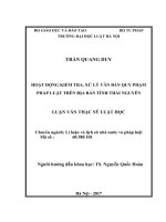 Hoạt động kiểm tra, xử lý văn bản quy phạm pháp luật trên địa bàn tỉnh thái nguyên (luận văn thạc sĩ luật học) 