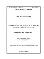 Pháp luật về thương mại điện tử và thực tiễn thi hành tại thành phố hà nội (luận văn thạc sĩ luật học) 
