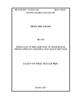 Pháp luật về điều kiện đầu tư kinh doanh trong lĩnh vực giáo dục, đào tạo ở việt nam (luận văn thạc sĩ luật học) 