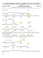 Đề thi thử lần 2 năm học  2018  2019 ( Có đáp án)