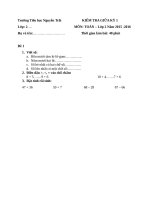 GIÁO ÁN TIỂU HỌC TOÁN 2   GK1   TH NGUYỄN TRÃI 