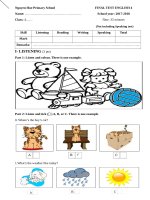 MA TRẬN đề KIỂM TRA TIẾNG ANH