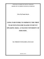 Using pair work to improve the first year non english major students’ speaking skill at hanoi university of industry 