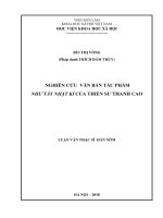 Nghiên cứu văn bản tác phẩm như tây nhật kí của thiền sư thanh cao 
