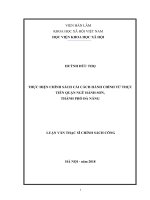 Thực hiện chính sách cải cách hành chính từ thực tiễn quận Ngũ Hành Sơn, thành phố Đà Nẵng (Luận văn thạc sĩ)