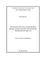 Đoàn thanh niên cộng sản hồ chí minh với việc giáo dục đạo đức cho thanh niên tỉnh bình dương hiện nay