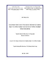 Giải pháp thúc đẩy ứng dụng thành tựu khoa học và công nghệ vào sản xuất nông nghiệp tỉnh ninh bình 
