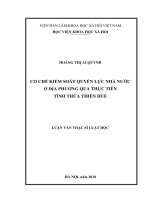 Cơ chế kiểm soát quyền lực nhà nước ở địa phương qua thực tiễn tỉnh thừa thiên huế 