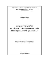 Quản lý nhà nước về lãnh sự và bảo hộ công dân trên địa bàn tỉnh quảng nam
