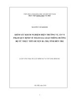 Kiểm sát khám nghiệm hiện trường vụ án vi phạm quy định về tham gia giao thông đường bộ từ thực tiễn huyện ba tri, tỉnh bến tre 
