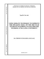 Using debate technique to improve the speaking skill of the 3rd year students majoring in english for tourism at ha long university 
