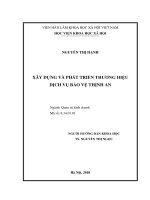 Xây dựng và phát triển thương hiệu dịch vụ bảo vệ thịnh an 