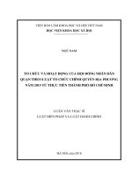 Tổ chức và hoạt động của hội đồng nhân dân quận theo luật tổ chức chính quyền địa phương năm 2015 từ thực tiễn thành phố hồ chí minh 