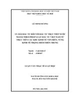 Ưu đãi đầu tư đối với đầu tư trực tiếp nước ngoài theo pháp luật đầu tư việt nam từ thực tiễn các khu kinh tế ven biển, vùng kinh tế trọng điểm miền trung 