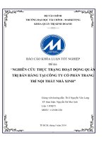 NGHIÊN CỨU THỰC TRẠNG HOẠT ĐỘNG QUẢN TRỊ BÁN HÀNG TẠI CÔNG TY cổ PHẦN TRANG TRÍ nội THẤT NHÀ XINH”