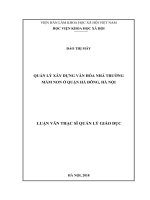 Quản lý xây dựng văn hóa nhà trường mầm non ở quận hà đông, hà nội 