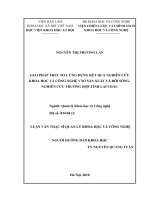 Giải pháp thúc đẩy ứng dụng kết quả nghiên cứu khoa học và công nghệ vào sản xuất và đời sống nghiên cứu trường hợp tỉnh lai châu 