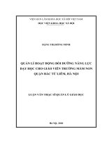 Quản lí hoạt động bồi dưỡng năng lực dạy học cho giáo viên trường mầm non quận bắc từ liêm, hà nội 