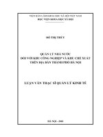 Quản lý nhà nước đối với các khu công nghiệp và khu chế xuất trên địa bàn thành phố hà nội 