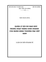 Quản lý rủi ro đạo đức trong hoạt động kinh doanh của ngân hàng thương mại Việt Nam