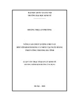 Nâng cao chất lượng cho vay đối với khách hàng cá nhân tại ngân hàng TMCP công thương hà tĩnh 