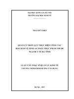 Quản lý nhân lực thực hiện công tác bảo đảm vệ sinh an toàn thực phẩm thuộc ngành y tế hà tĩnh 