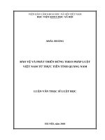 Bảo vệ và phát triển rừng theo pháp luật việt nam từ thực tiễn tỉnh quảng nam 