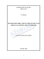 Bảo hộ nhãn hiệu chứng nhận ở việt nam theo luật sở hữu trí tuệ năm 2005 