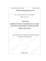 Nghiên cứu đề xuất giải pháp quản lý các dự án xây dựng trong khu di sản hoàng thành thăng long hà nội (tt) 