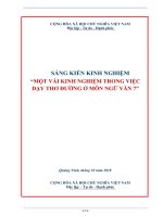 SKKN một vài kinh nghiệm trong việc dạy thơ đường ở môn ngữ văn 7