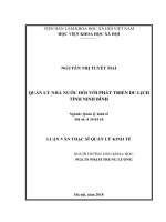 Quản lý nhà nước đối với phát triển du lịch tỉnh ninh bình 