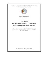 Đặc điểm nhiệt độ và lượng mưa tỉnh bình định từ năm 2006  2016 