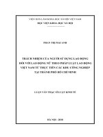Trách nhiệm của người sử dụng lao động đối với lao động nữ theo pháp luật lao động việt nam từ thực tiễn các khu công nghiệp tại thành phố hồ chí minh 