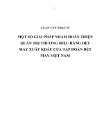 MỘT số GIẢI PHÁP NHẰM HOÀN THIỆN QUẢN TRỊ THƯƠNG HIỆU HÀNG dệt MAY XUẤT KHẨU của tập đoàn dệt MAY VIỆT NAM 