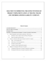GIẢI PHÁP NÂNG CAO HIỆU QUẢ THỰC HIỆN dự án tại CÔNG TY TNHH một THÀNH VIÊN TRƯỜNG THÀNHE 