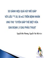 So sánh hiệu quả hủy mô giáp với liều 131I 30,50 mCi trên bệnh nhân ung thư tuyến giáp thể biệt hóa giai đoạn I, II sau phẫu thuật