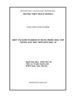 MỘT vài KINH NGHIỆM sử DỤNG PHIẾU học tập TRONG dạy học môn hóa học 10 SKKN THPT