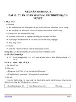 Giáo án Sinh học 8 bài 16: Tuần hoàn máu và lưu thông bạch huyết