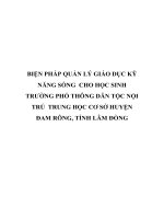 BIỆN PHÁP QUẢN lý GIÁO dục kỹ NĂNG SỐNG  CHO học SINH TRƯỜNG PHỔ THÔNG dân tộc nội TRÚ  TRUNG học cơ sở HUYỆN ĐAM RÔNG, TỈNH lâm ĐỒNG