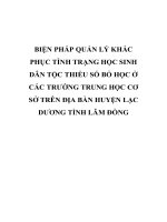 BIỆN PHÁP QUẢN lý KHẮC PHỤC TÌNH TRẠNG học SINH dân tộc THIỂU số bỏ học ở các TRƯỜNG TRUNG học cơ sở TRÊN địa bàn HUYỆN lạc DƯƠNG TỈNH lâm ĐỒNG