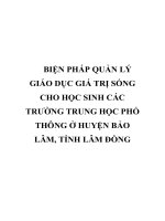 BIỆN PHÁP QUẢN lý GIÁO dục GIÁ TRỊ SỐNG CHO học SINH các TRƯỜNG TRUNG học PHỔ THÔNG ở HUYỆN bảo lâm, TỈNH lâm ĐỒNG