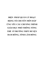 BIỆN  PHÁP QUẢN lý HOẠT ĐỘNG tổ CHUYÊN môn đáp ỨNG yêu cầu CHƯƠNG TRÌNH GIÁO dục PHỔ THÔNG TỔNG THỂ  ở TRƯỜNG THPT HUYỆN ĐAM RÔNG, TỈNH lâm ĐỒNG