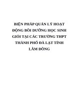 BIỆN PHÁP QUẢN lý HOẠT ĐỘNG bồi DƯỠNG học SINH GIỎI tại các TRƯỜNG THPT THÀNH PHỐ đà lạt TỈNH lâm ĐỒNG