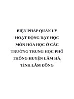 BIỆN PHÁP QUẢN lý HOẠT ĐỘNG dạy học môn hóa học ở các TRƯỜNG TRUNG học PHỔ THÔNG HUYỆN lâm hà, TỈNH lâm ĐỒNG
