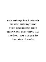 BIỆN PHÁP QUẢN lý đổi mới PHƯƠNG PHÁP dạy học THEO ĐỊNH HƯỚNG PHÁT TRIỂN NĂNG lực TRONG các TRƯỜNG THPT HUYỆN bảo lâm – TỈNH lâm ĐỒNG